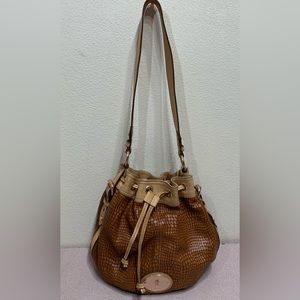 Fossil Leather Snake Embossed Maddox Bag